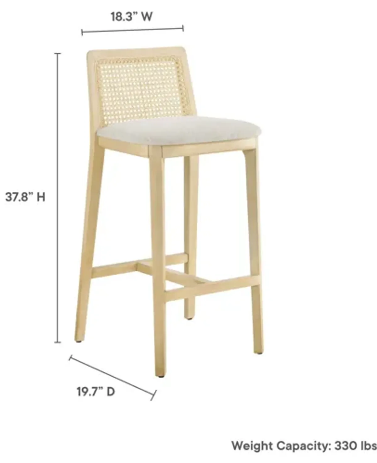 Monarch Wood and Rattan Bar Stool