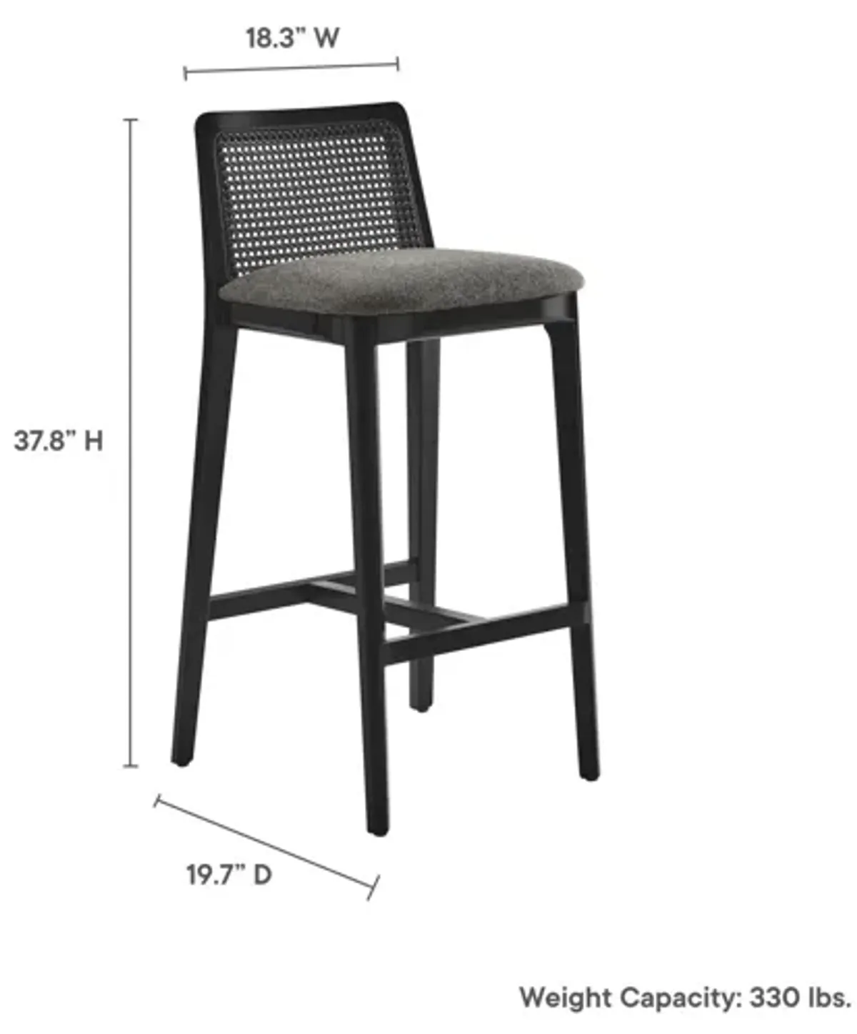 Monarch Wood and Rattan Bar Stool