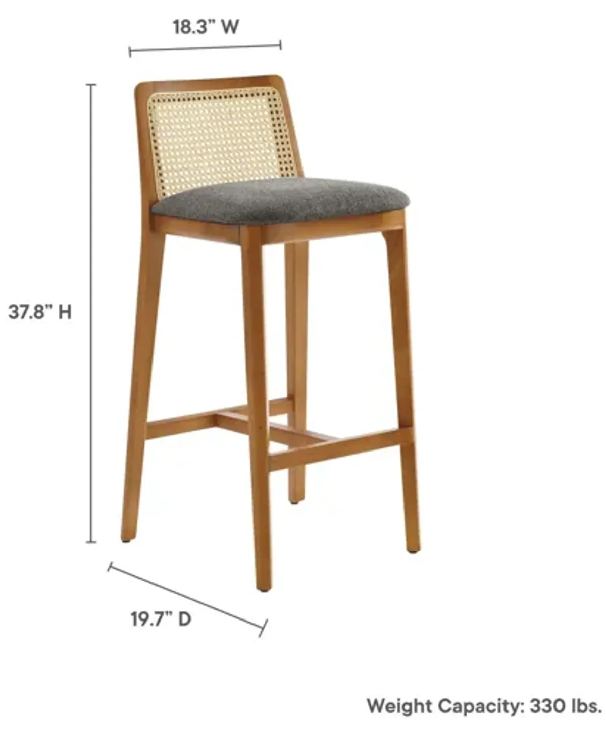 Monarch Wood and Rattan Bar Stool