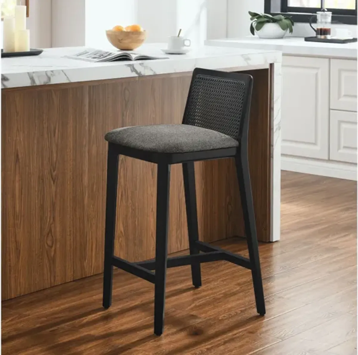 Monarch Wood and Rattan Counter Stool