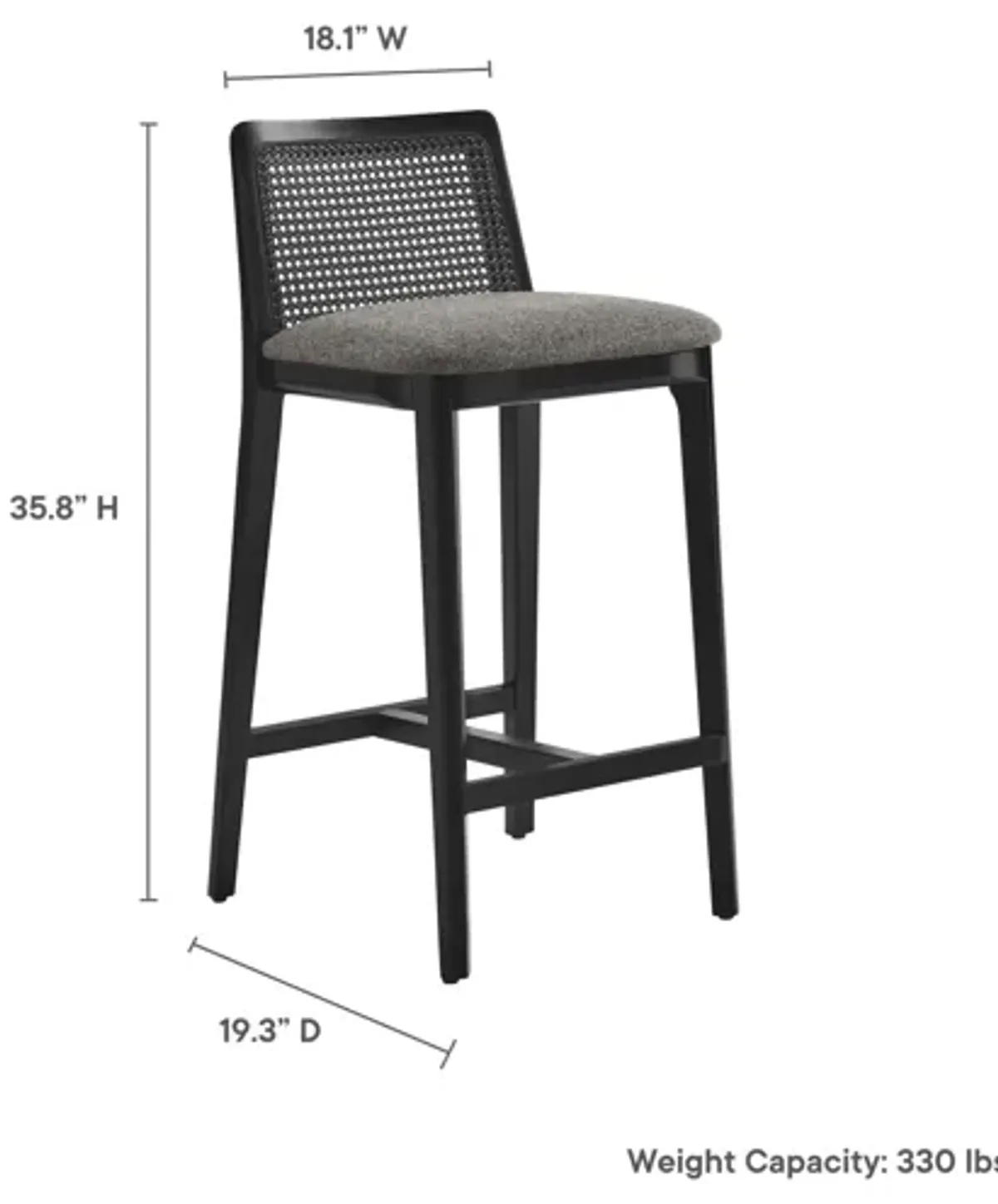 Monarch Wood and Rattan Counter Stool