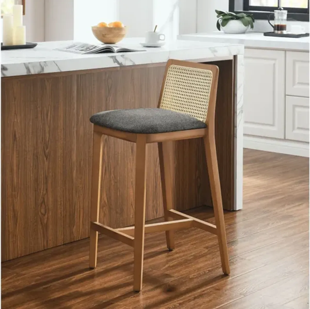 Monarch Wood and Rattan Counter Stool