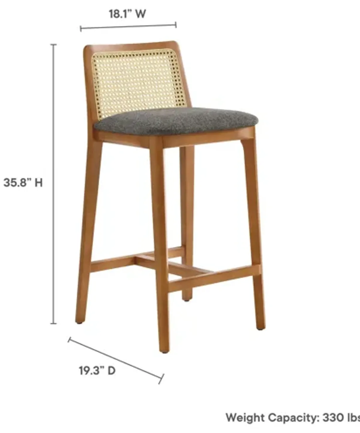 Monarch Wood and Rattan Counter Stool