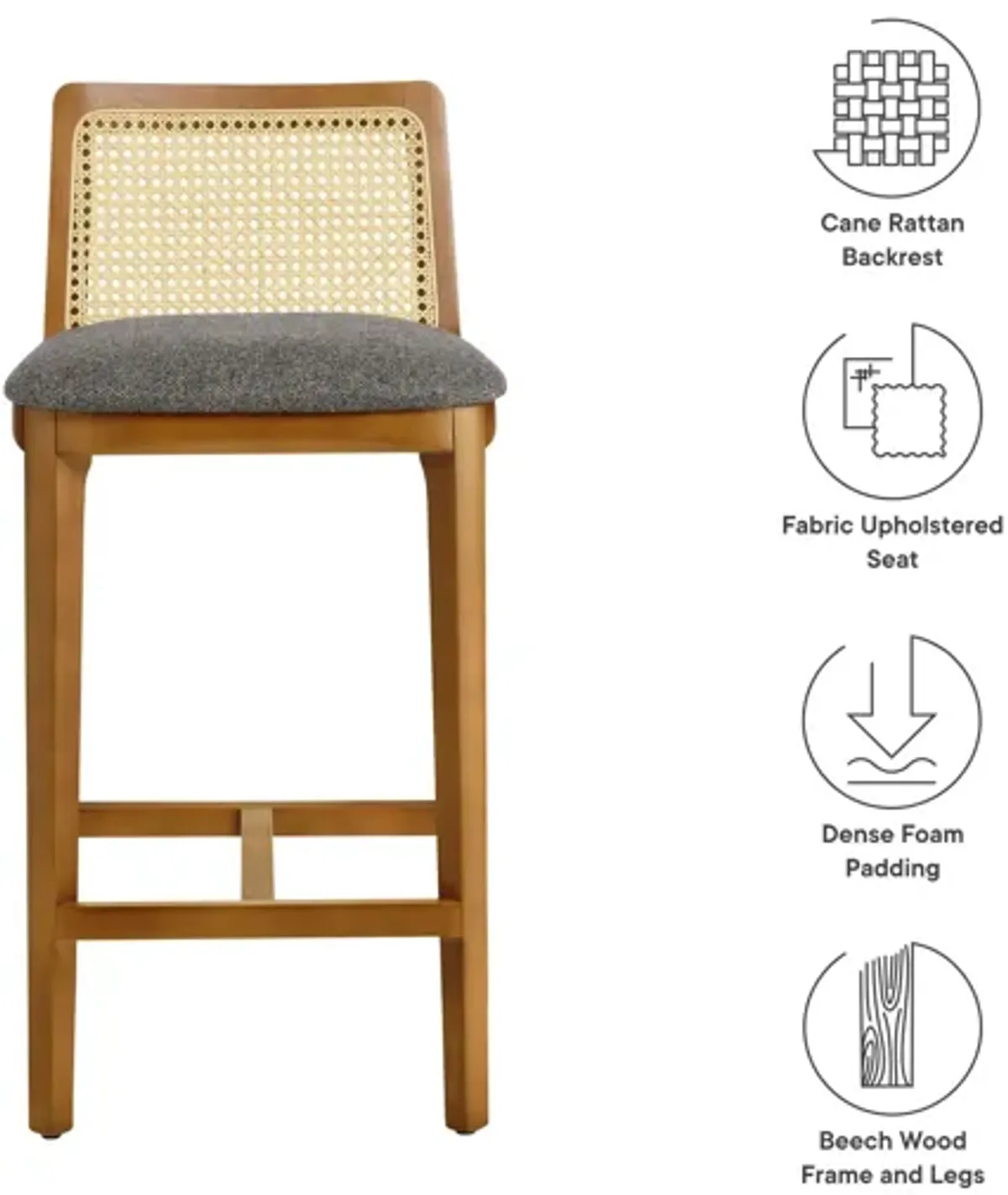 Monarch Wood and Rattan Counter Stool