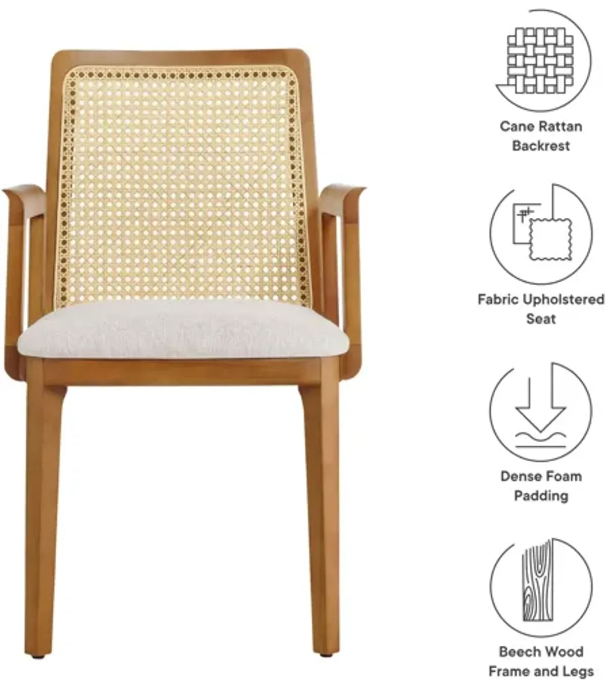 Monarch Wood and Rattan Dining Armchair