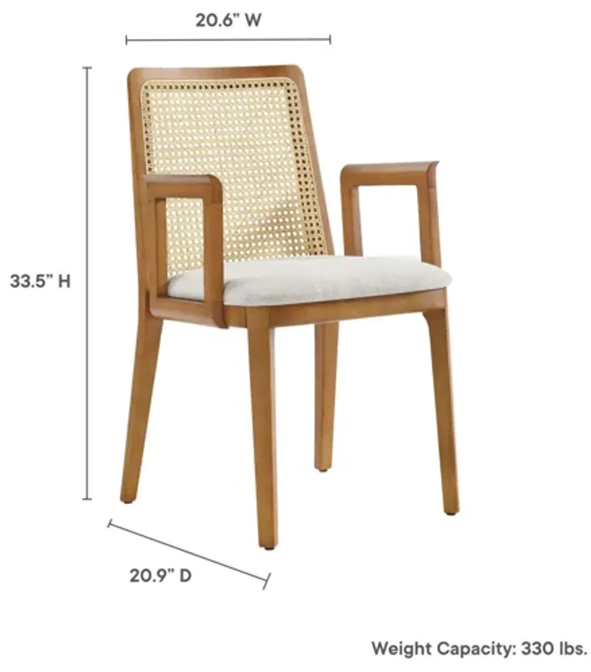 Monarch Wood and Rattan Dining Armchair