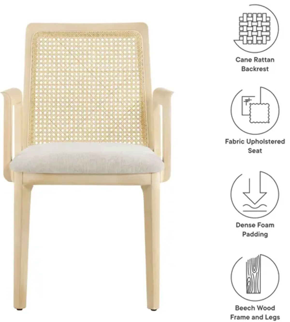 Monarch Wood and Rattan Dining Armchair