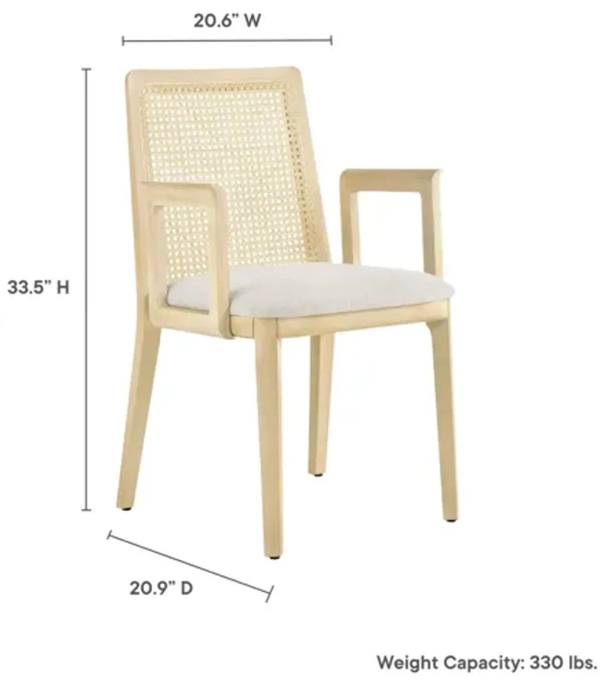 Monarch Wood and Rattan Dining Armchair