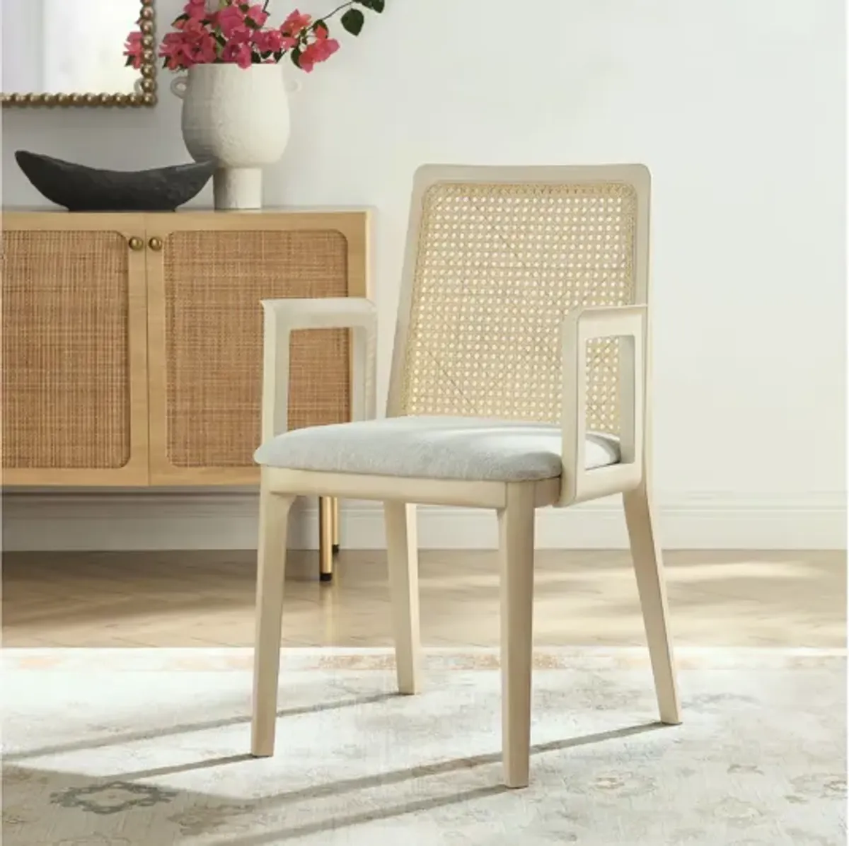 Monarch Wood and Rattan Dining Armchair