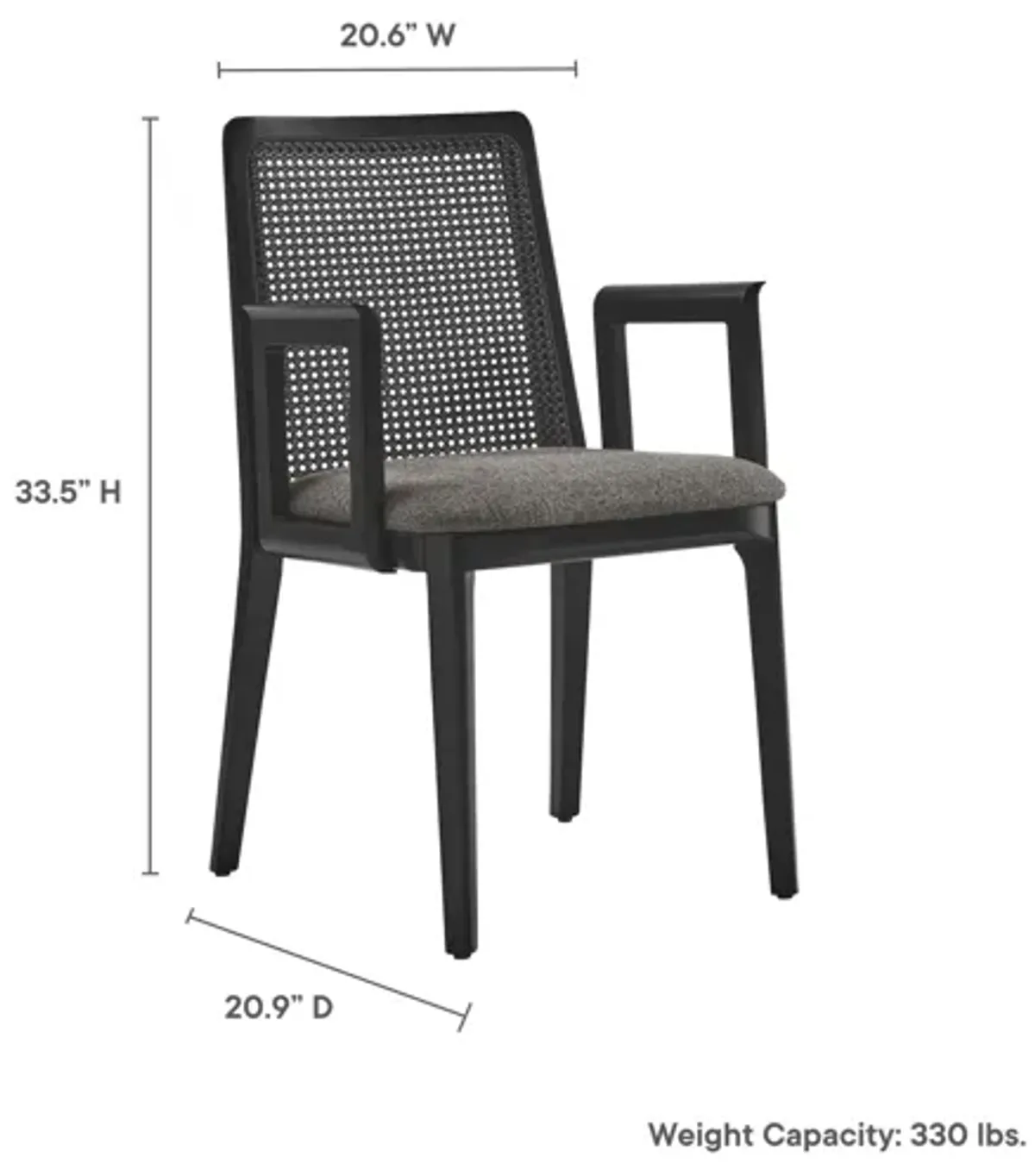 Monarch Wood and Rattan Dining Armchair