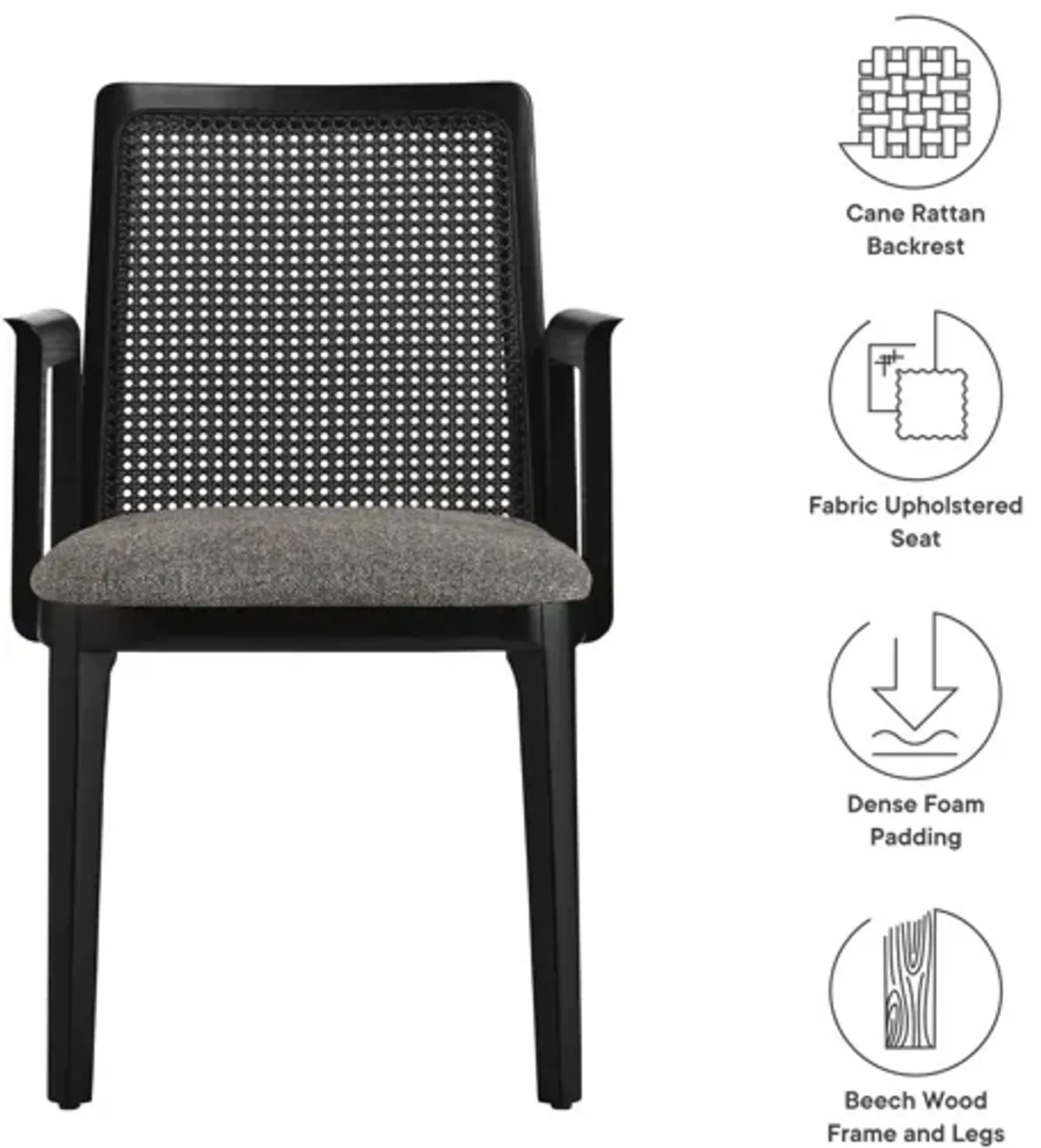 Monarch Wood and Rattan Dining Armchair