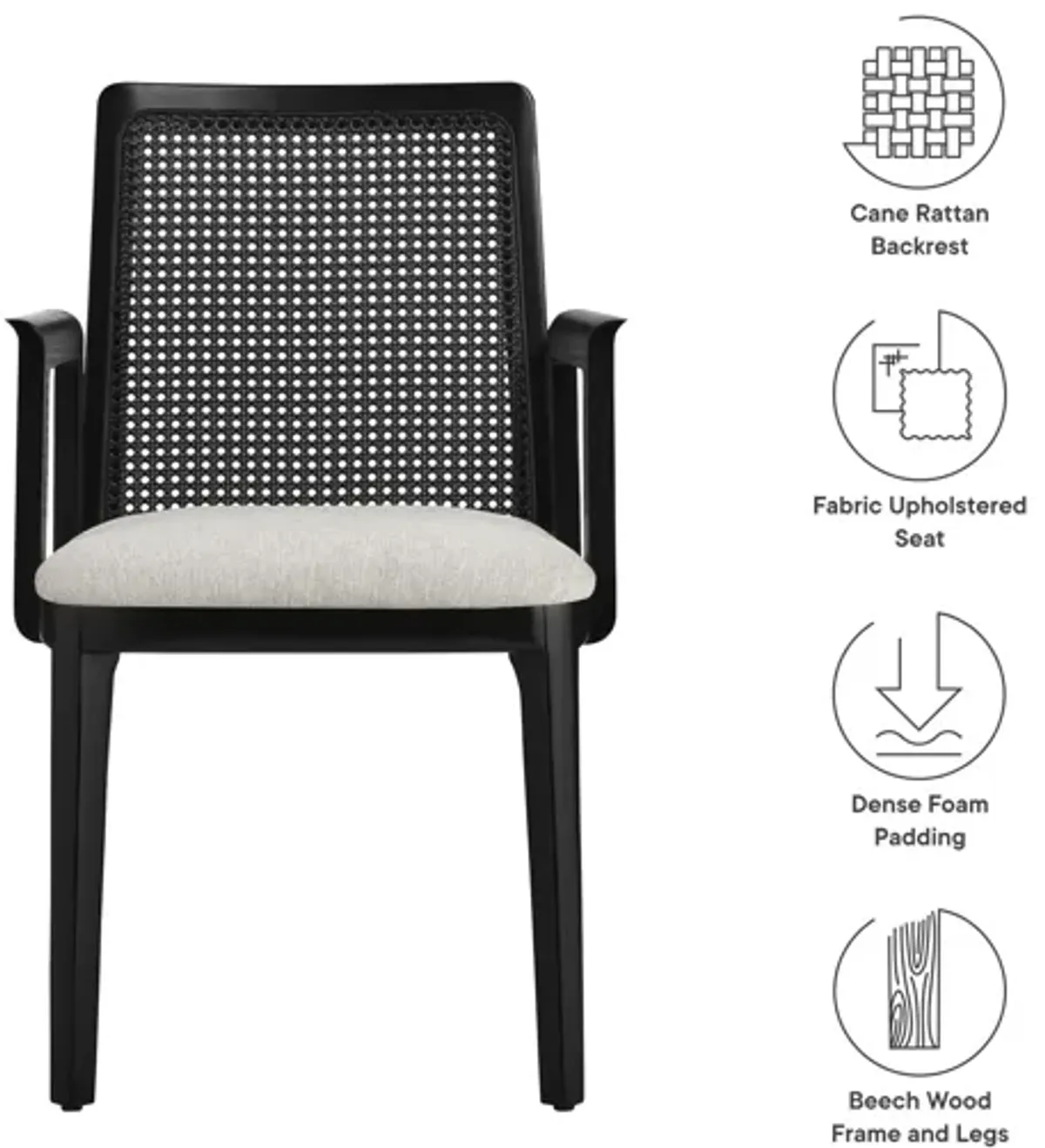 Monarch Wood and Rattan Dining Armchair