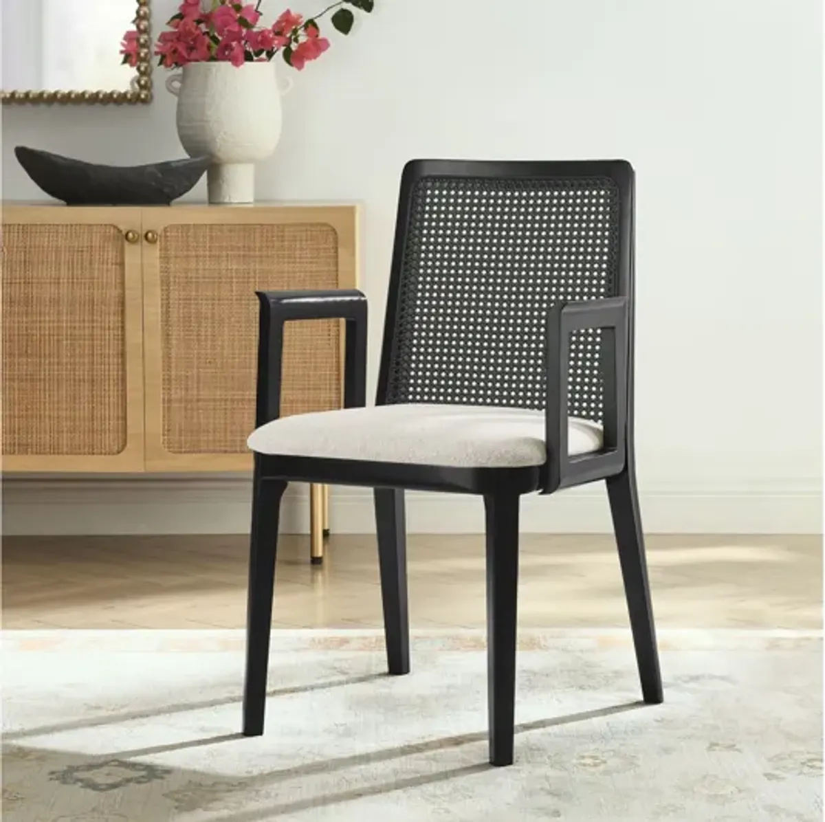 Monarch Wood and Rattan Dining Armchair