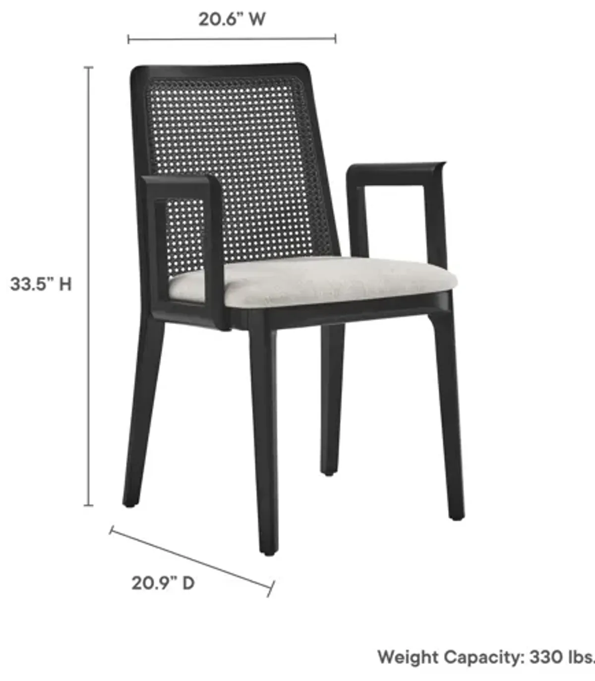 Monarch Wood and Rattan Dining Armchair