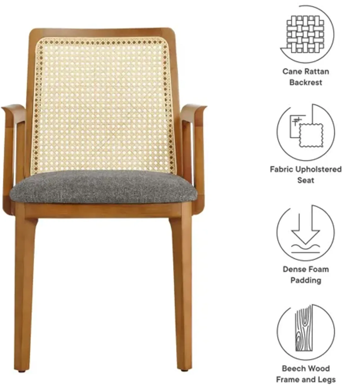 Monarch Wood and Rattan Dining Armchair