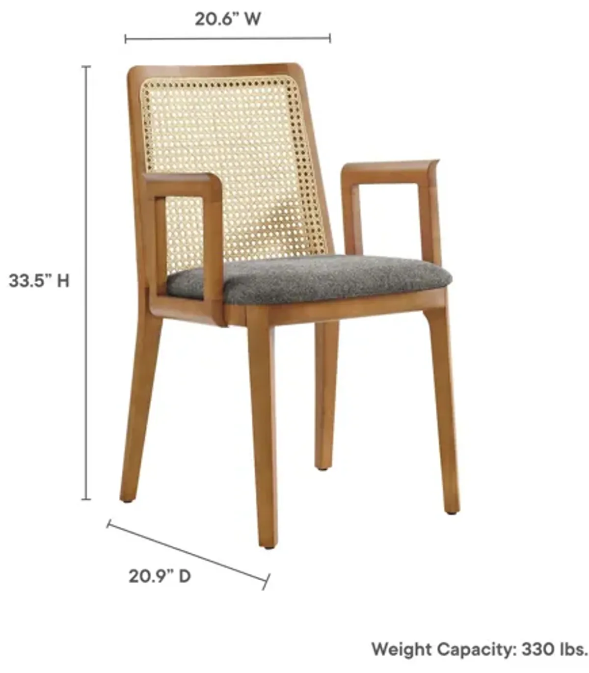 Monarch Wood and Rattan Dining Armchair