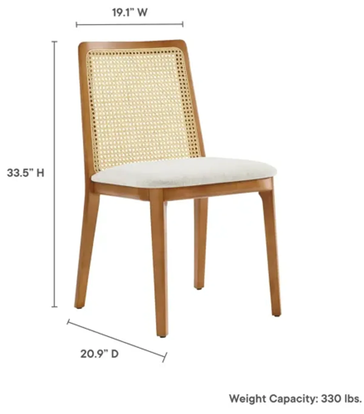 Monarch Wood and Rattan Dining Side Chair