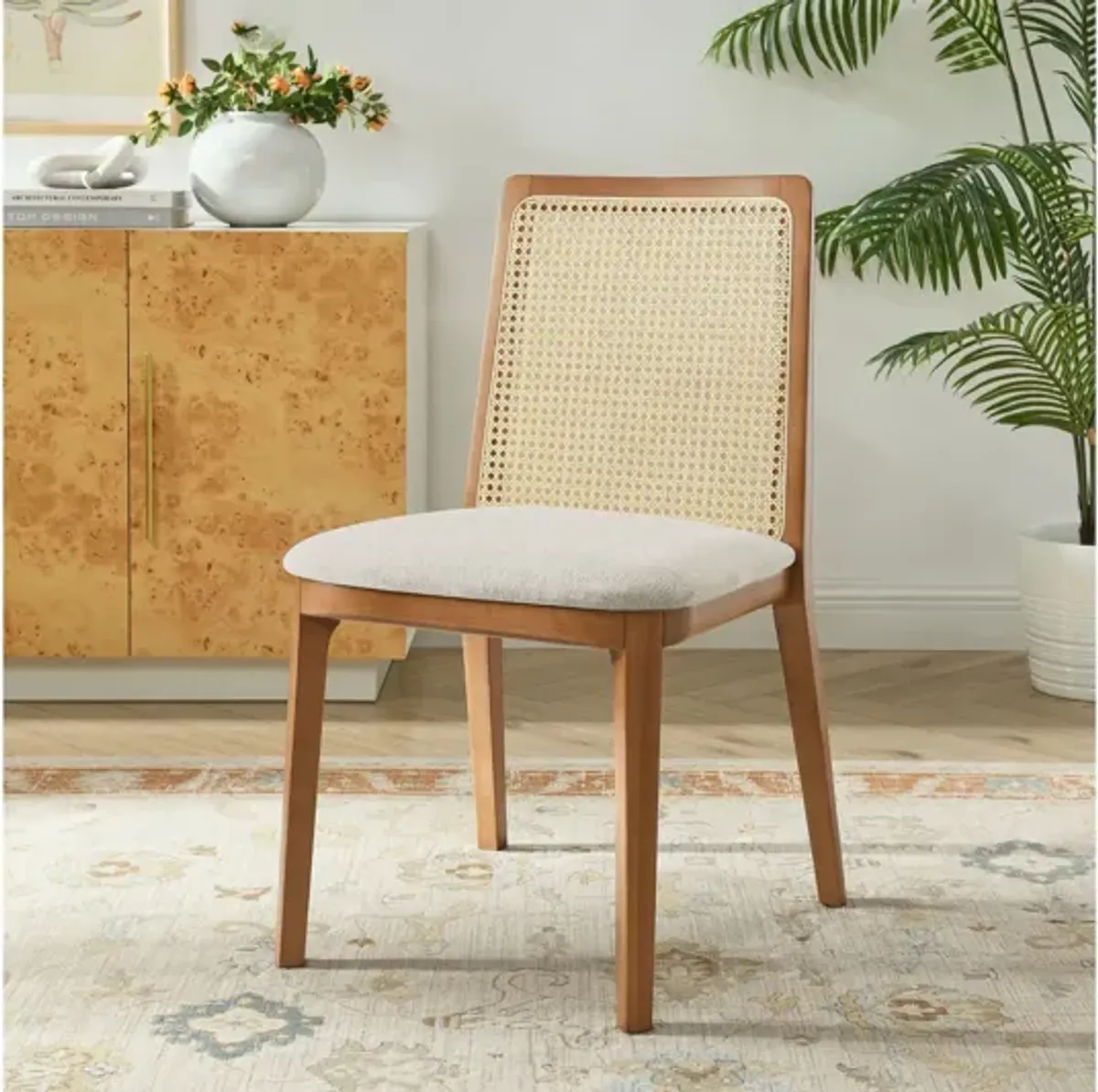 Monarch Wood and Rattan Dining Side Chair