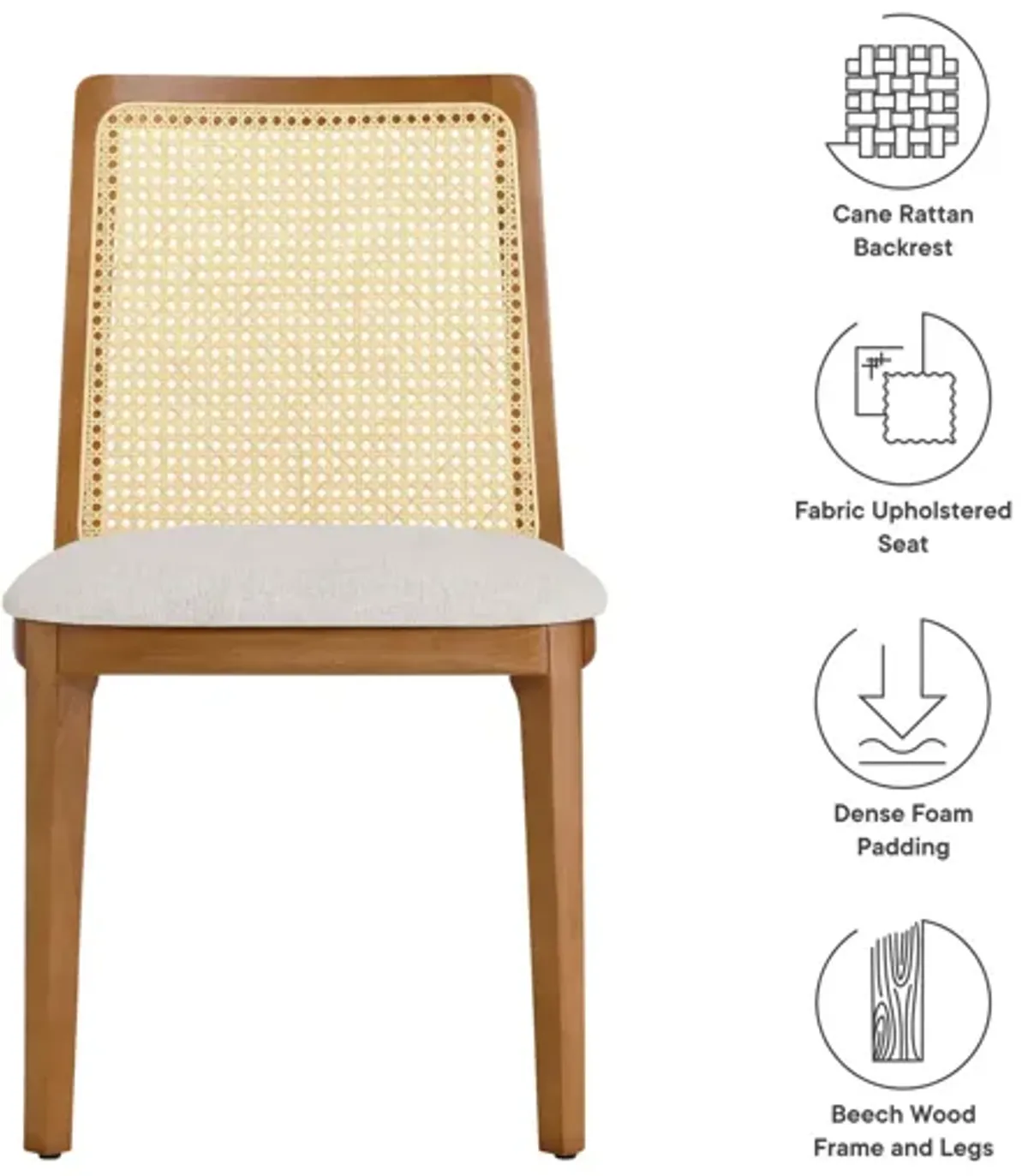 Monarch Wood and Rattan Dining Side Chair