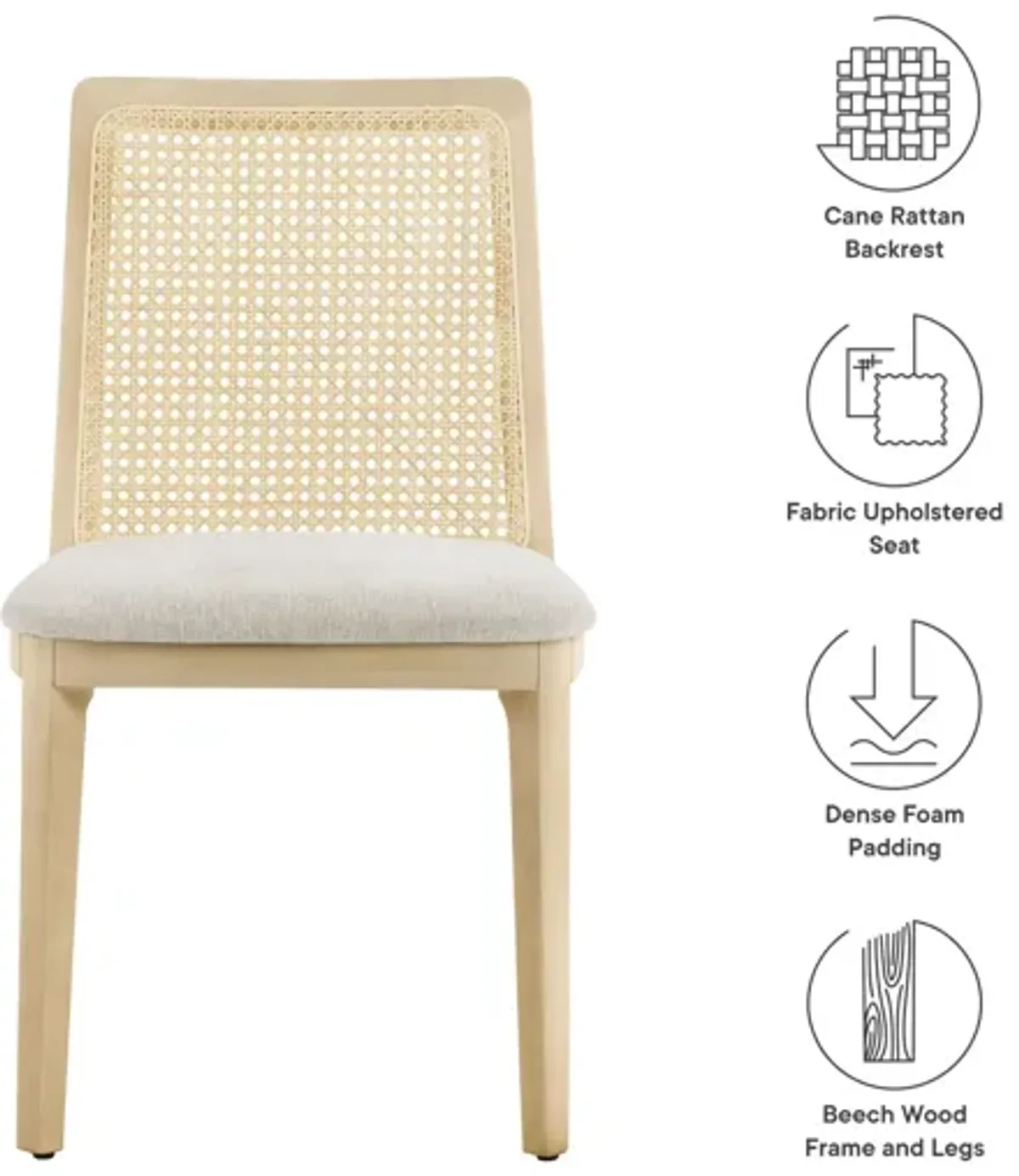 Monarch Wood and Rattan Dining Side Chair