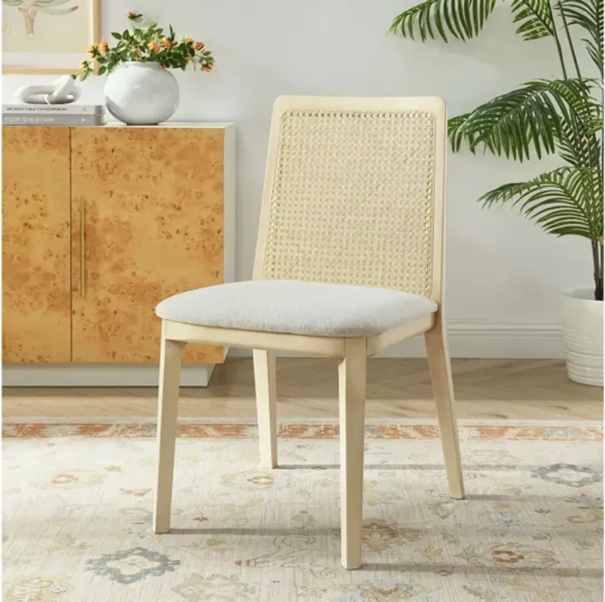 Monarch Wood and Rattan Dining Side Chair