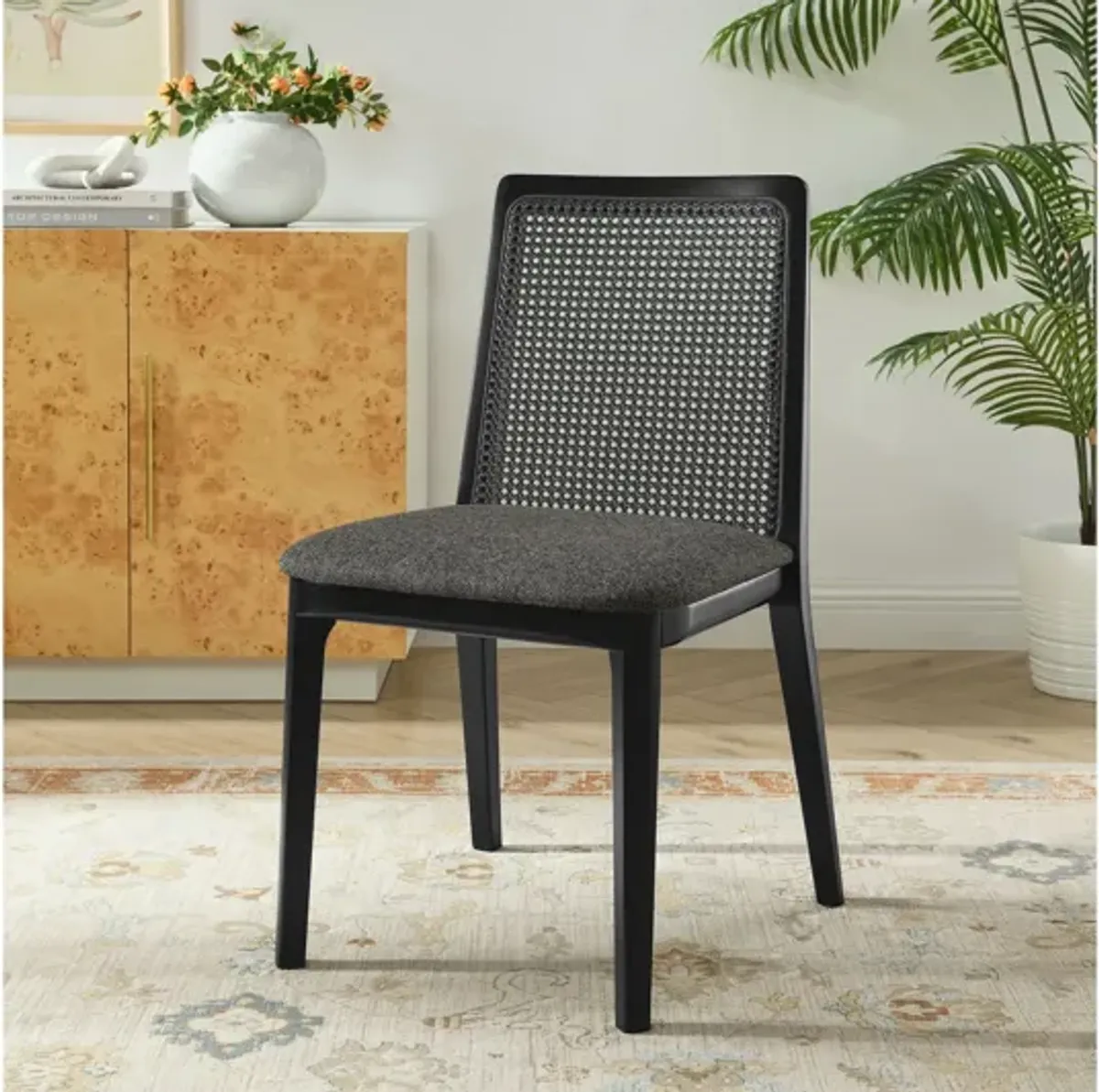 Monarch Wood and Rattan Dining Side Chair