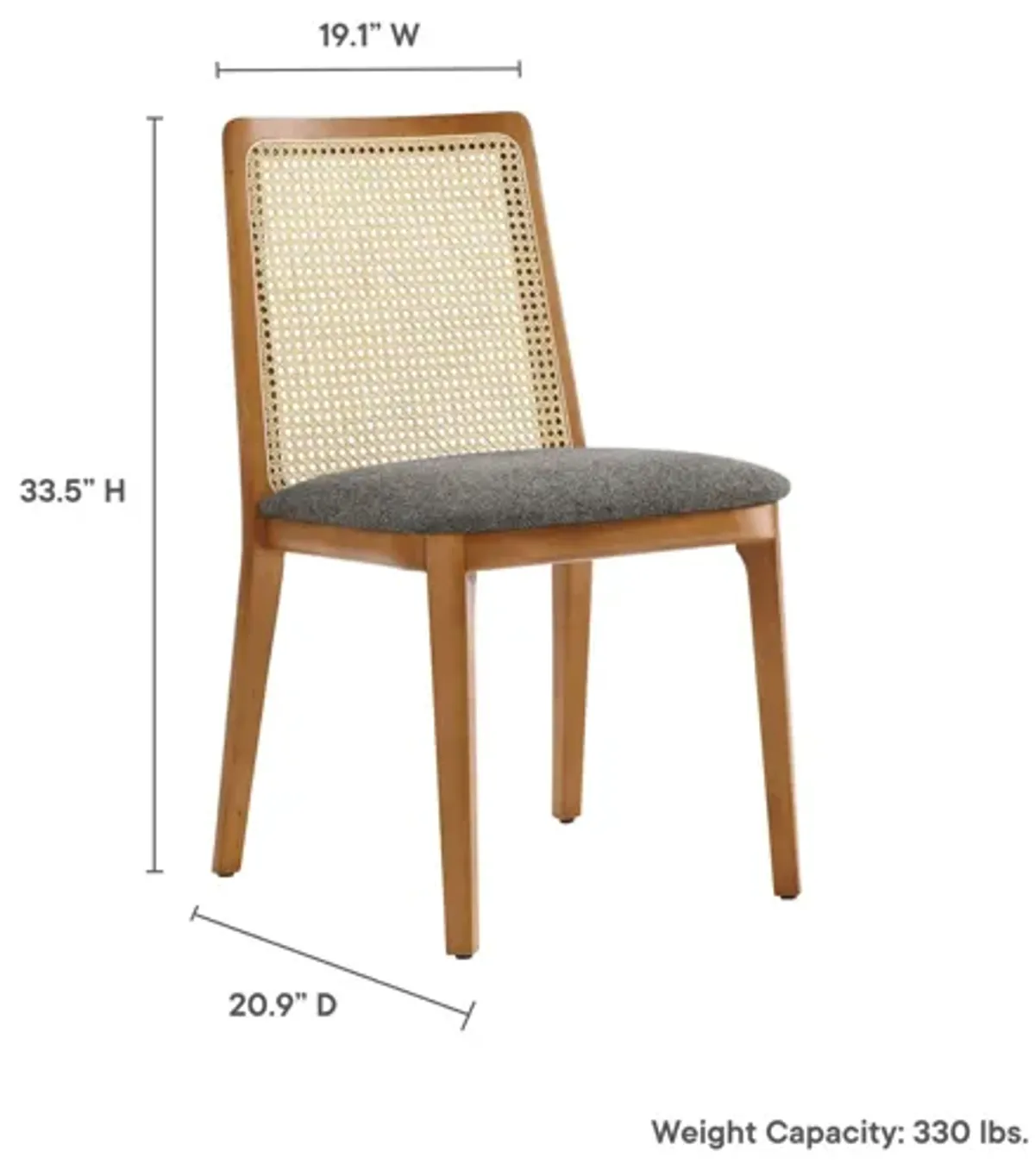 Monarch Wood and Rattan Dining Side Chair