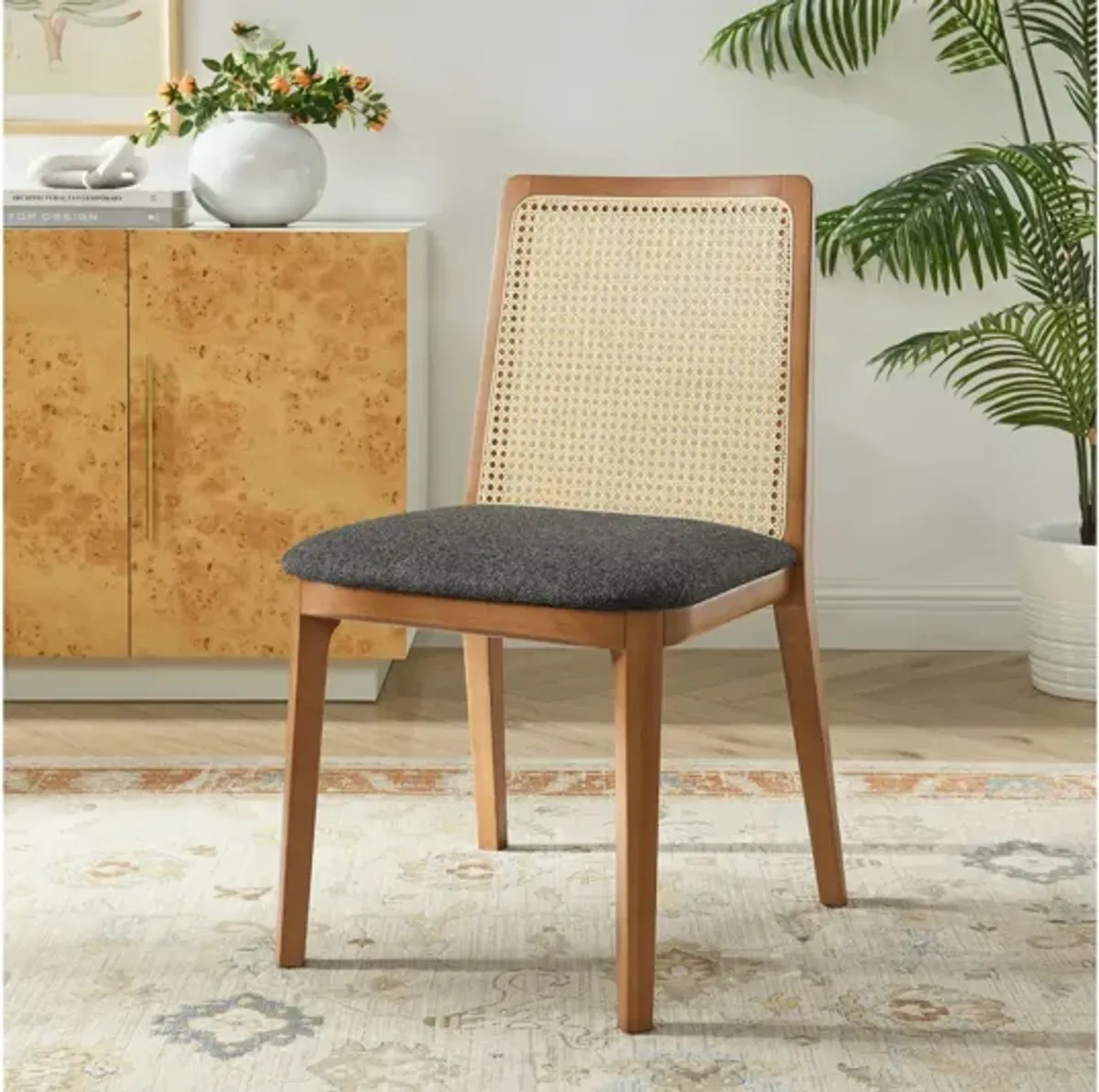 Monarch Wood and Rattan Dining Side Chair