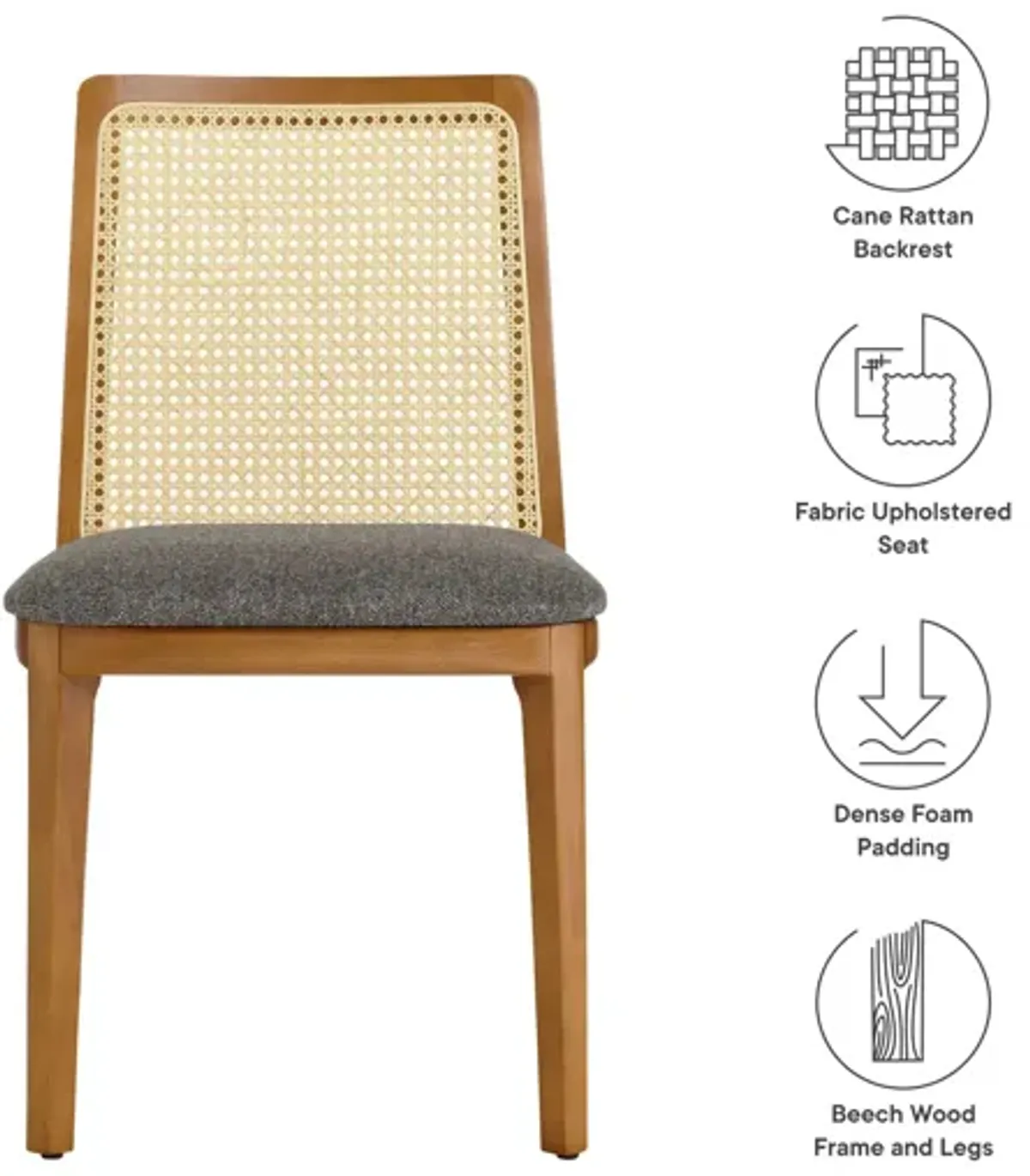 Monarch Wood and Rattan Dining Side Chair