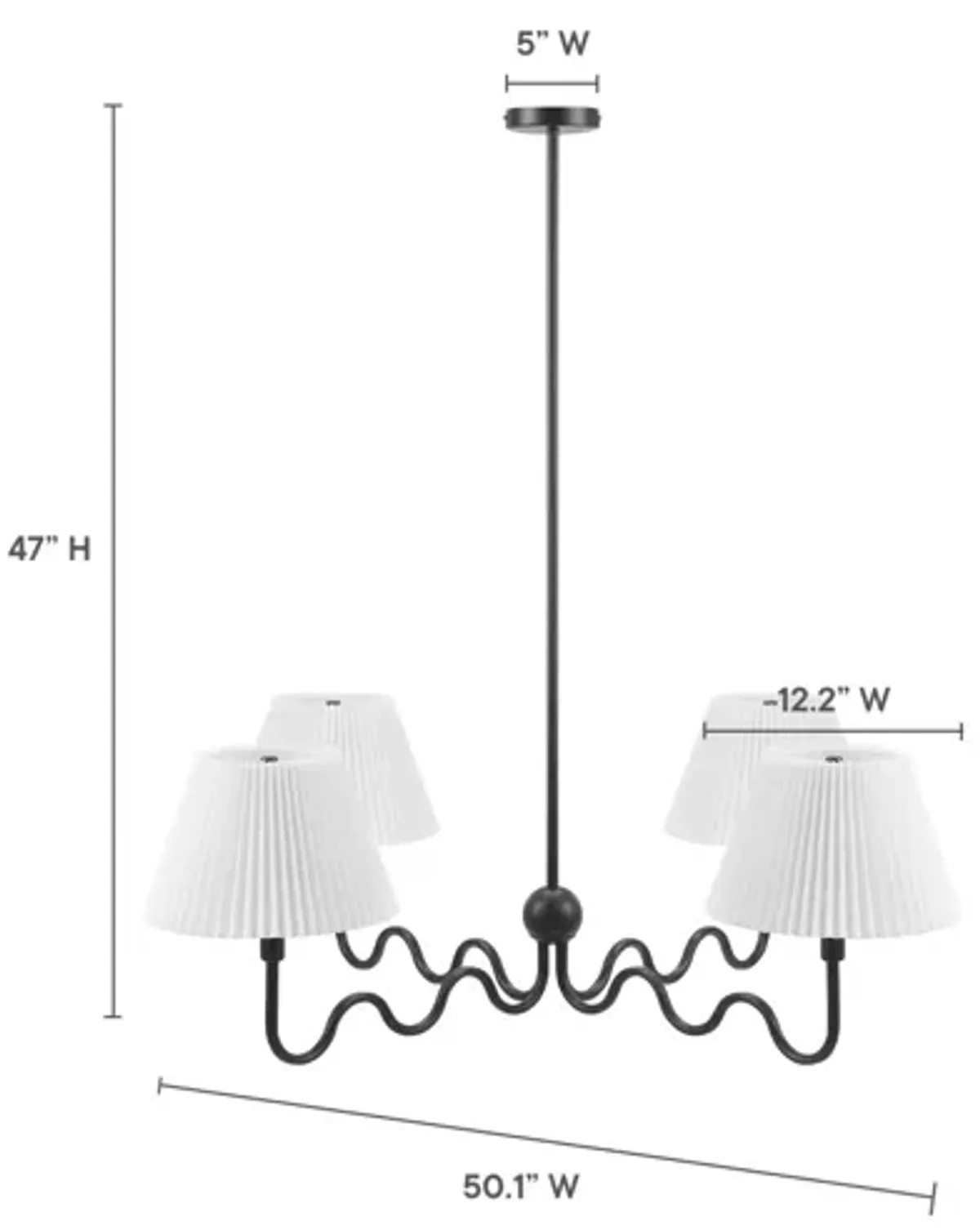 Wave Squiggle 4-Arm Pendant Light