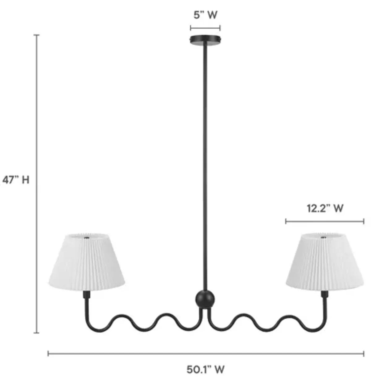 Wave Squiggle 2-Arm Pendant Light