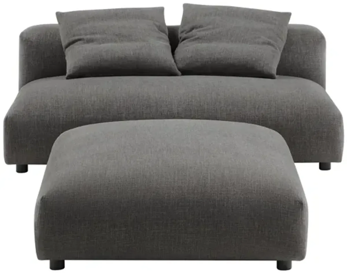 Solace Modular Upholstered Fabric Armless Loveseat and Ottoman Set