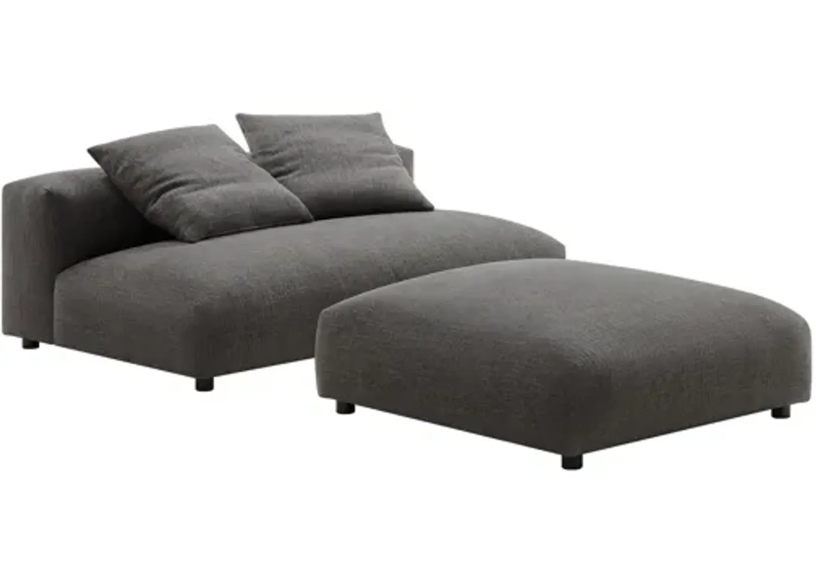 Solace Modular Upholstered Fabric Armless Loveseat and Ottoman Set