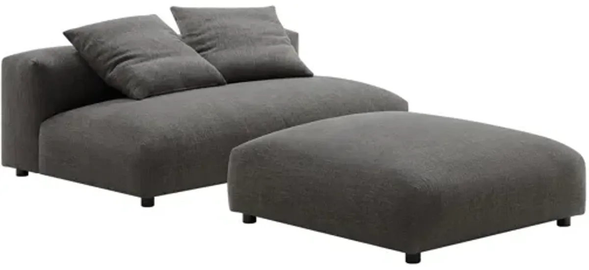 Solace Modular Upholstered Fabric Armless Loveseat and Ottoman Set