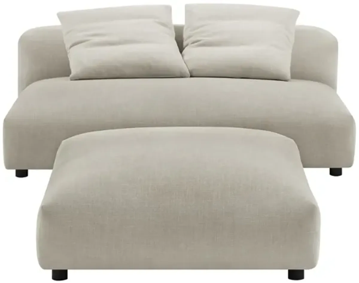 Solace Modular Upholstered Fabric Armless Loveseat and Ottoman Set