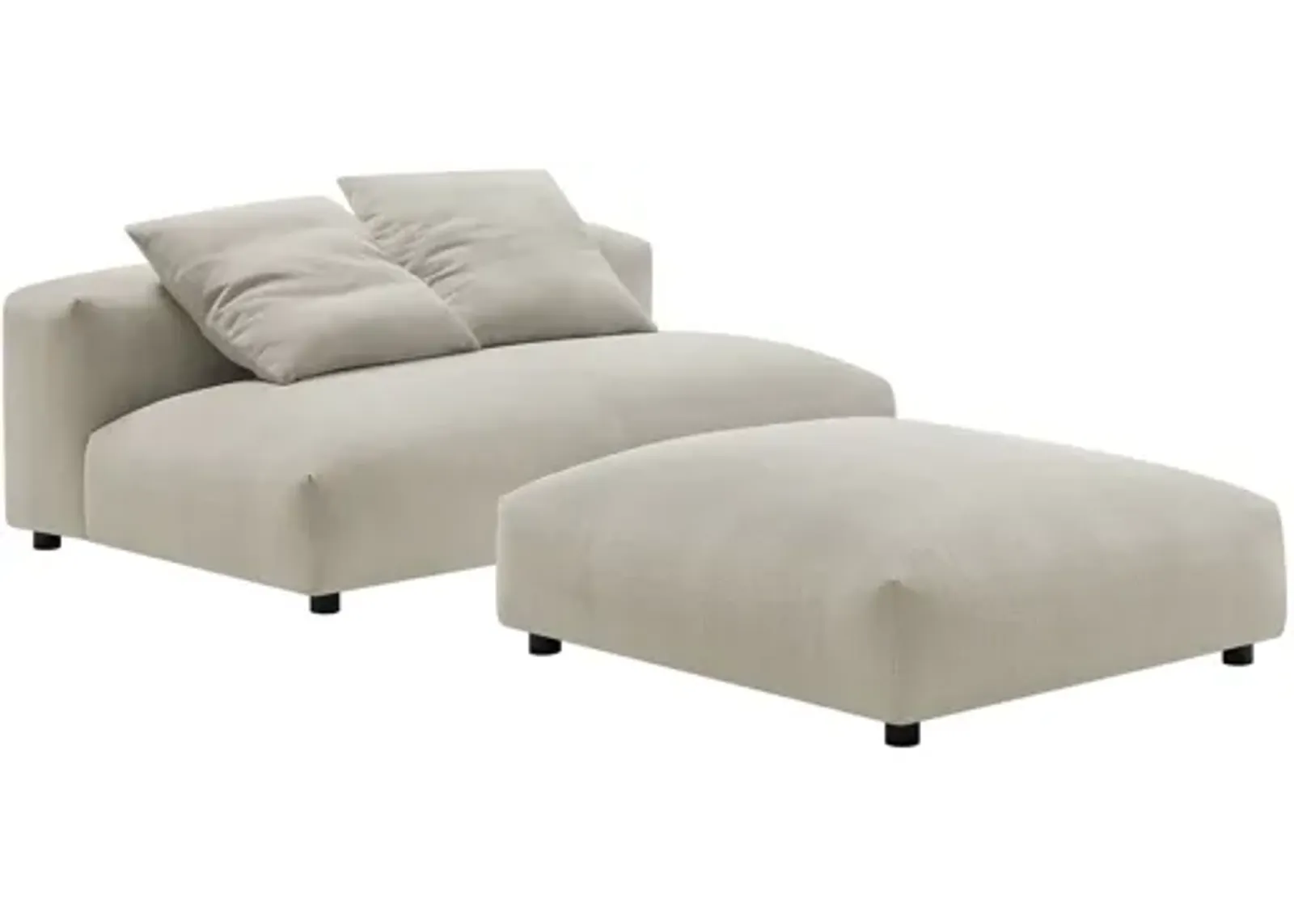 Solace Modular Upholstered Fabric Armless Loveseat and Ottoman Set