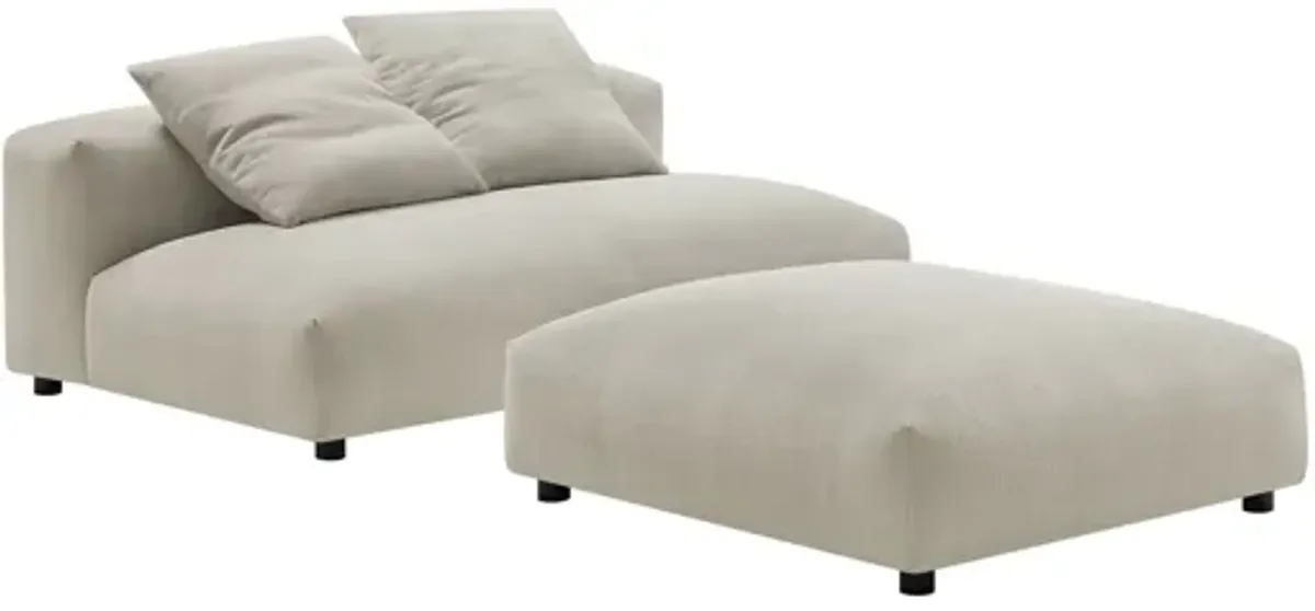 Solace Modular Upholstered Fabric Armless Loveseat and Ottoman Set