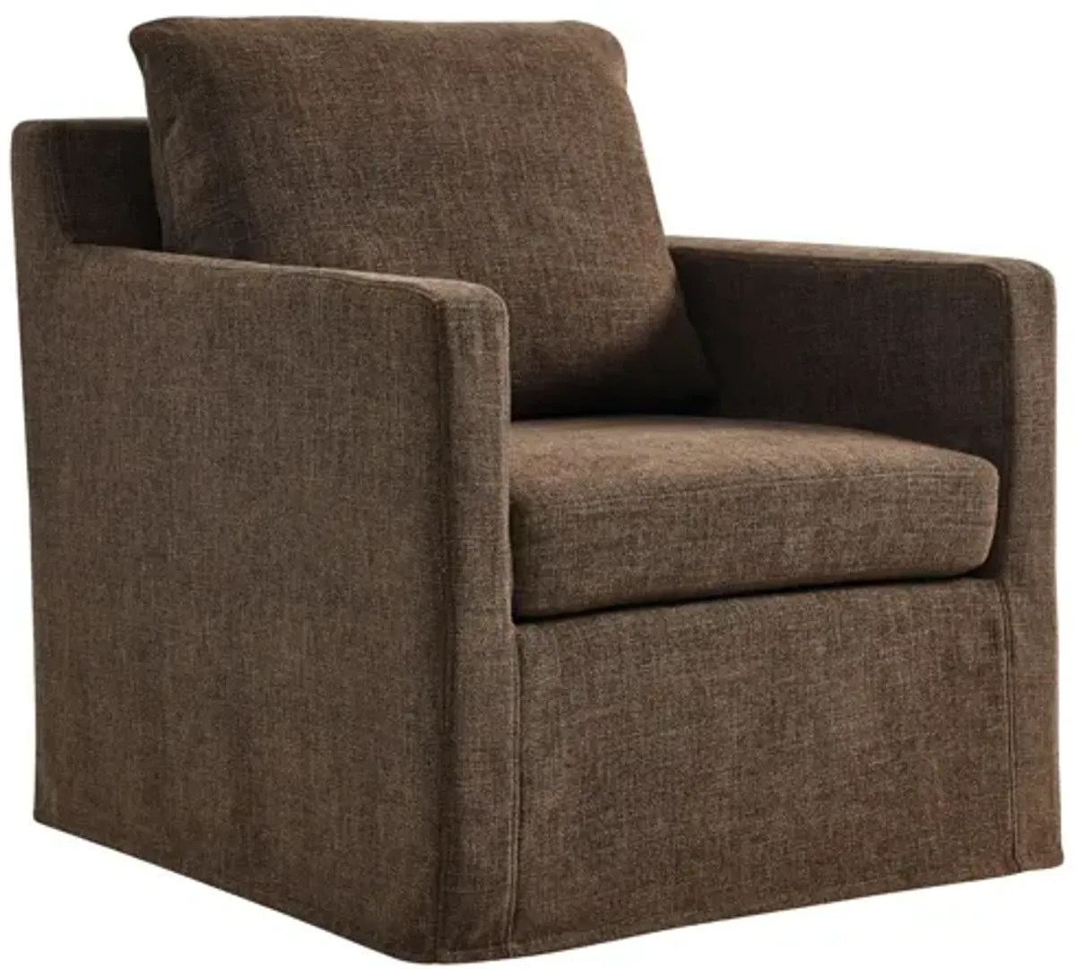 Serene Linen Slipcovered Swivel Armchair