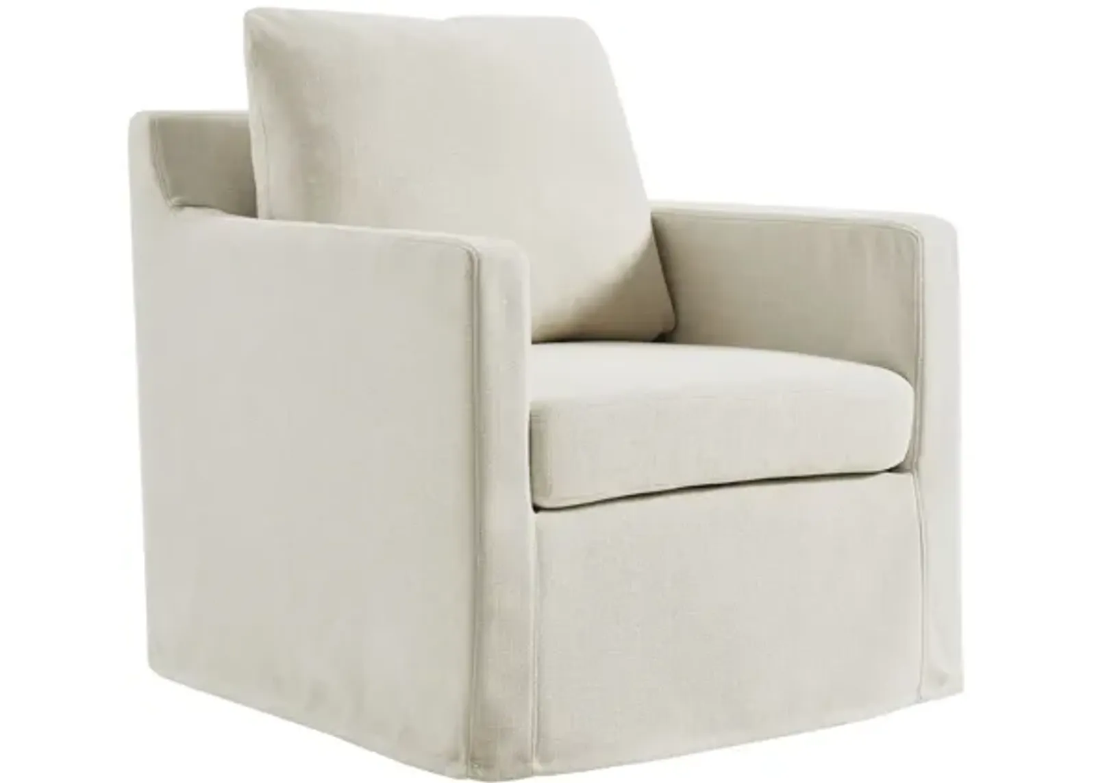 Serene Linen Slipcovered Swivel Armchair