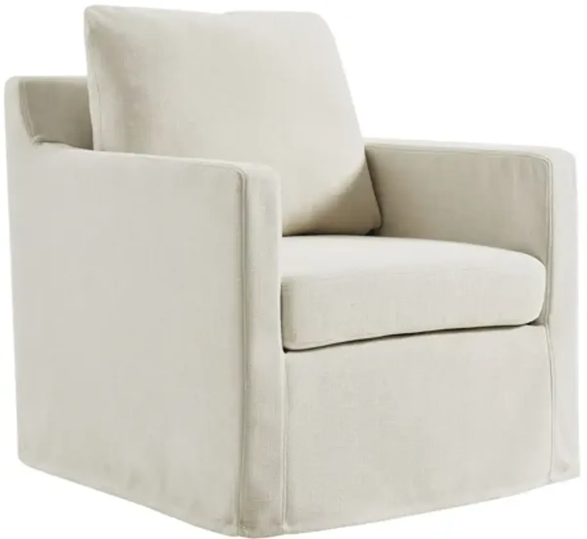 Serene Linen Slipcovered Swivel Armchair