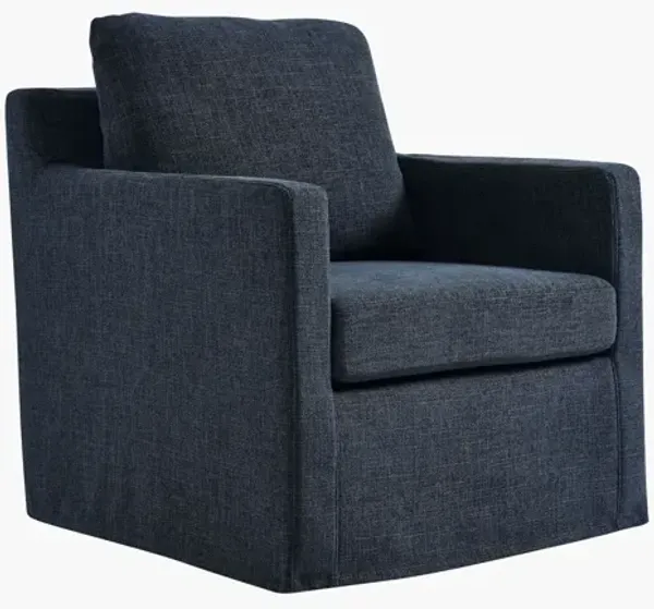 Serene Linen Slipcovered Swivel Armchair
