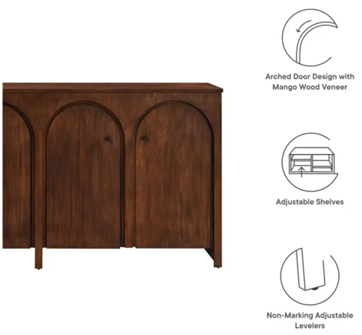 Appia Wood Grain 4-Door Sideboard Storage Cabinet