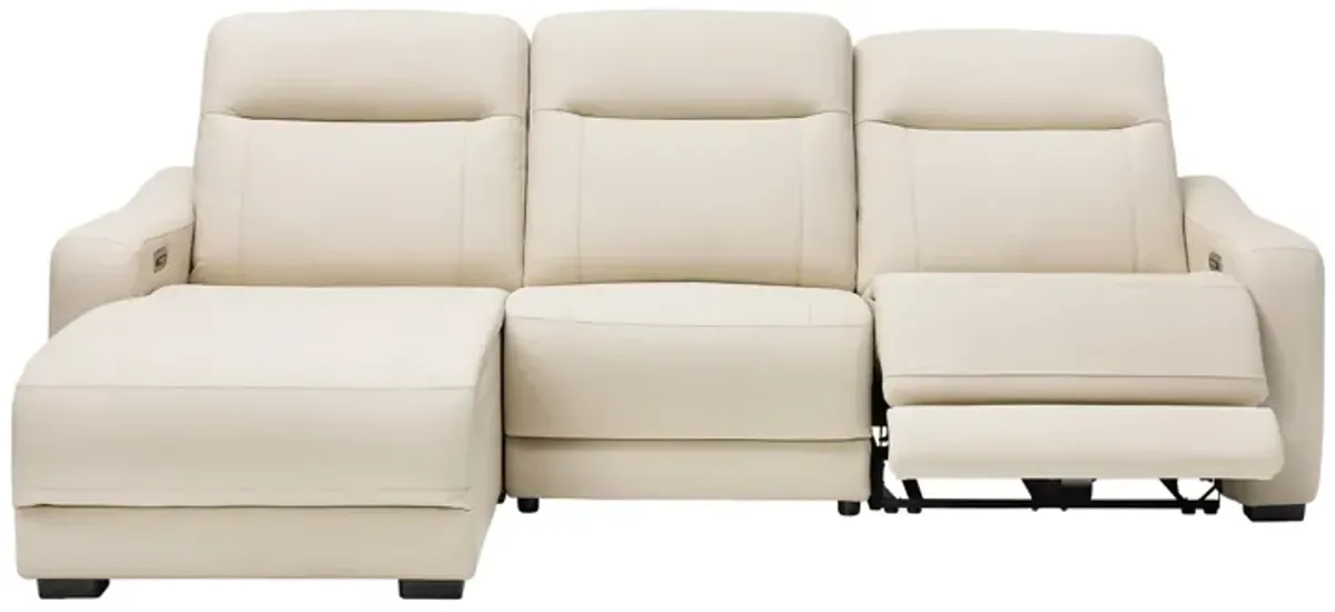 Newport 3-Piece Leather Dual Power Reclining Sectional with Left Arm Facing Chaise
