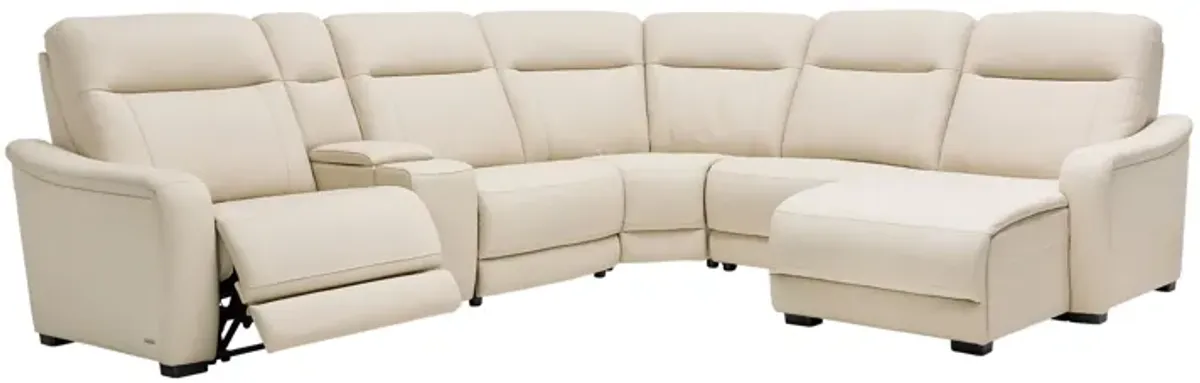 Newport 6-Piece Leather Dual Power Reclining Sectional with Right Arm Facing Chaise