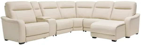 Newport 6-Piece Leather Dual Power Reclining Sectional with Right Arm Facing Chaise