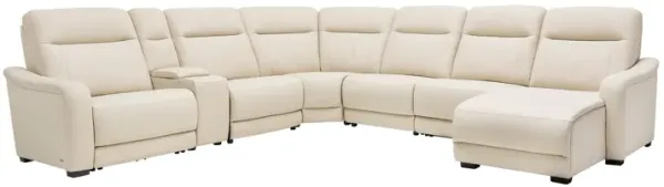 Newport 7-Piece Leather Dual Power Reclining Sectional with Right Arm Facing Chaise