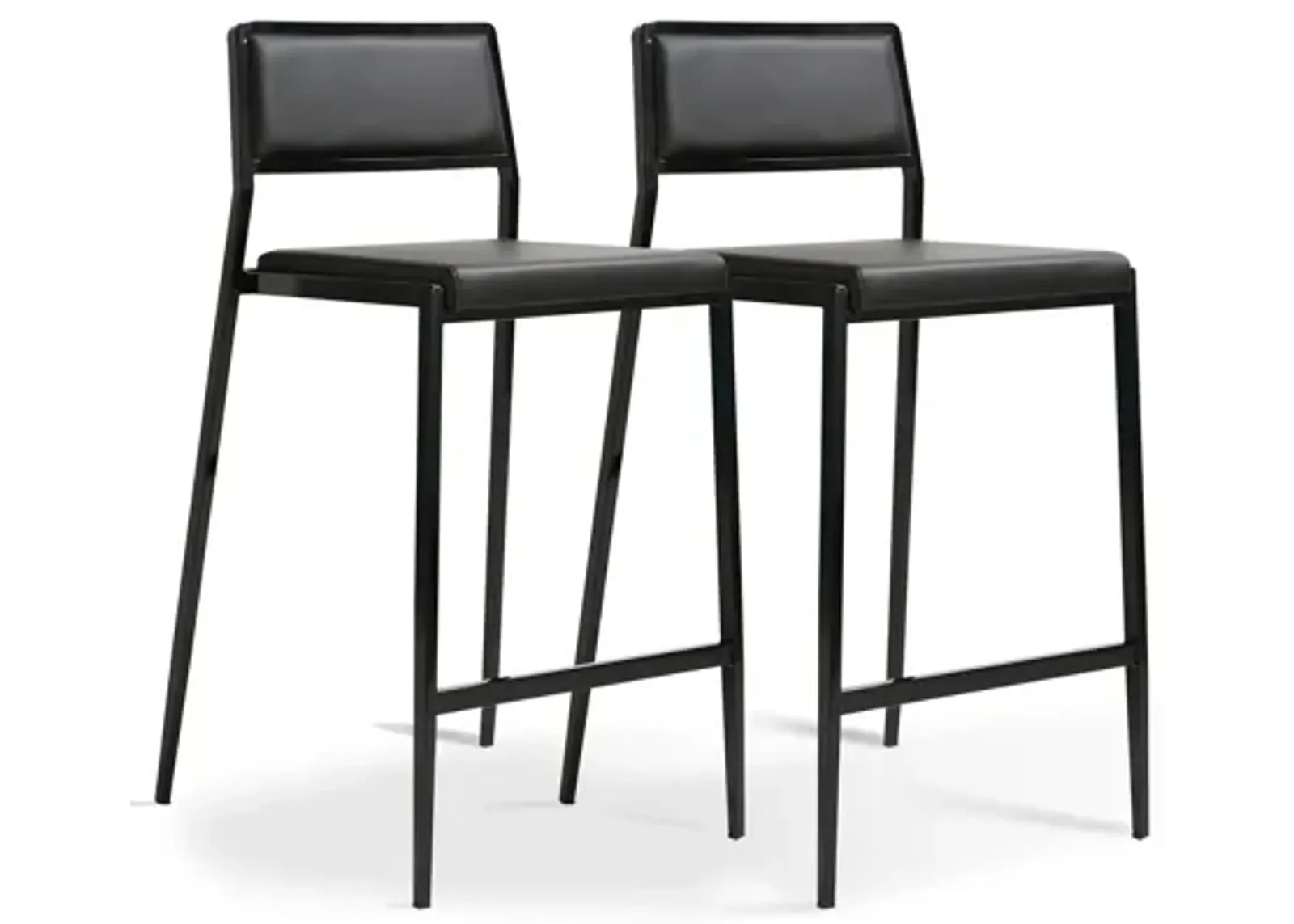 Gale Black Performance Vegan Leather Stackable Stool - Set of 2