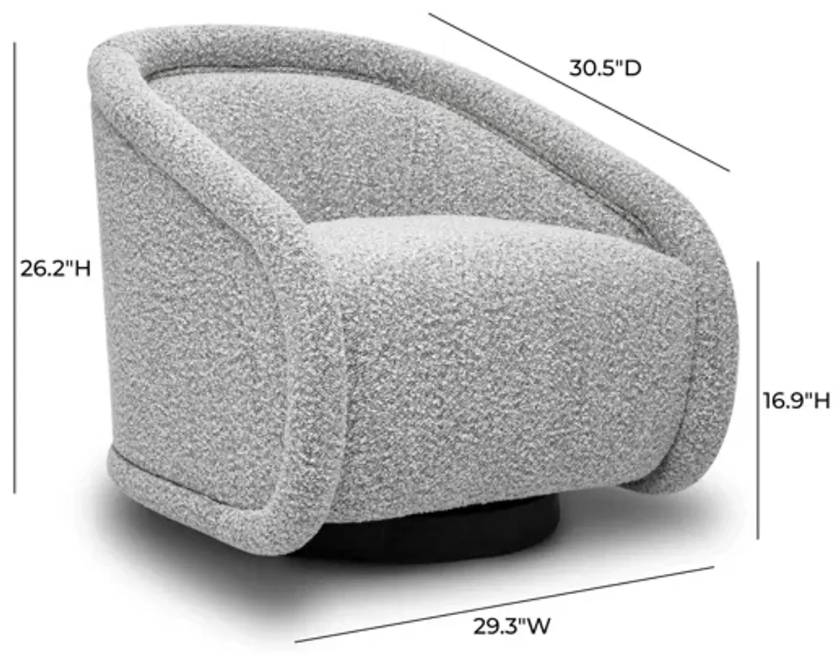 Rory Grey Boucle Swivel Chair