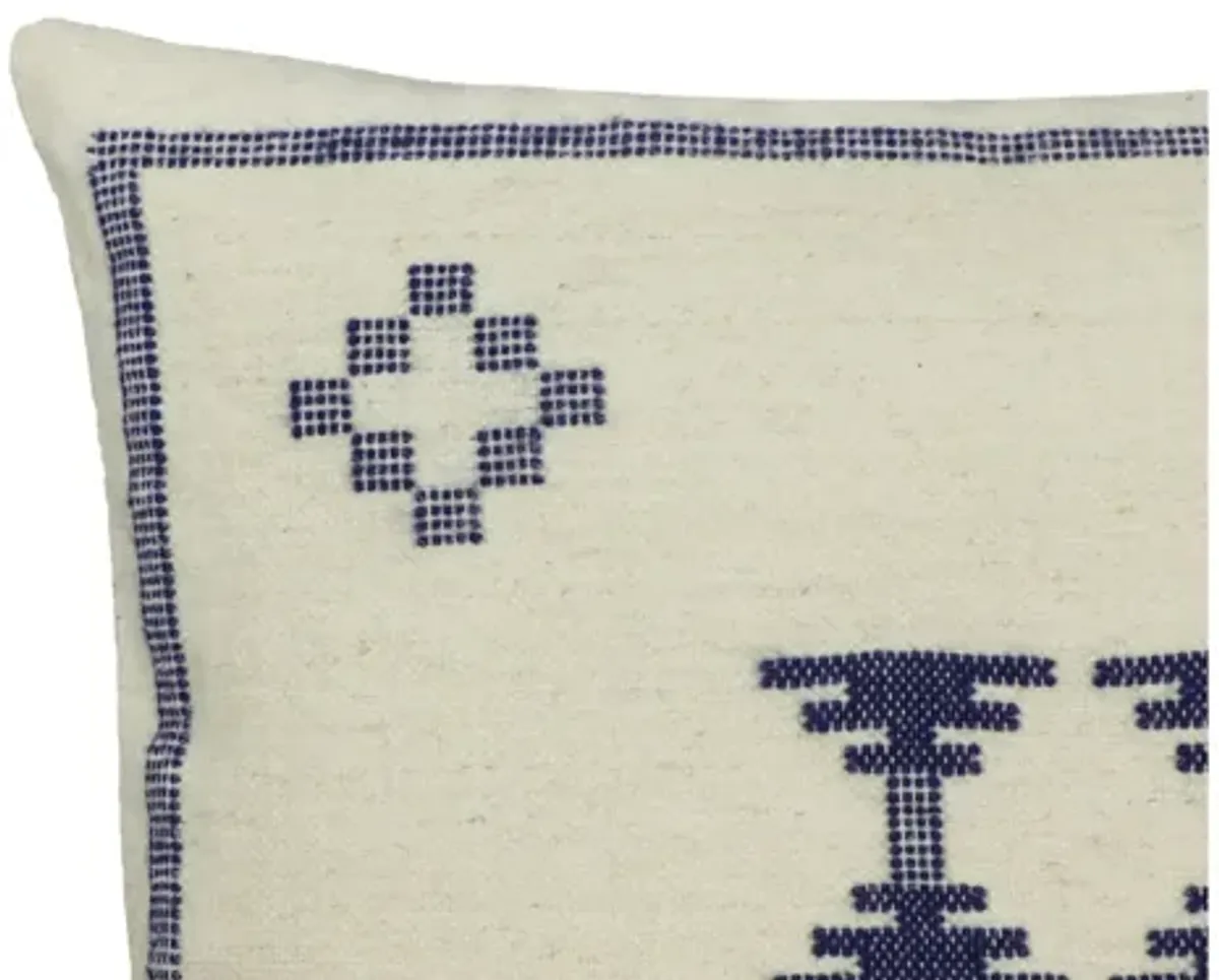 Aztec Cream & Indigo Wool 20" Square Accent Cushion