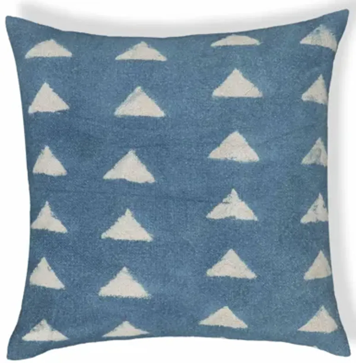Indigo Triangles Cotton 20" Square Accent Pillow
